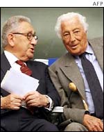 Ex US Secretary of State Henry Kissinger (left) and Giovanni Agnelli 