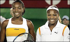 Venus and Serena Williams line-up prior to the start of the Australian Open final