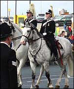 Police horses in full regalia