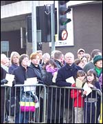 Mourners listen to DC Stephen Oake's funeral