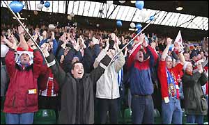 Dagenham and Redbridge fans create a great atmosphere at Carrow Road