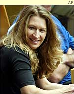 Andre Agassi's wife Steffi Graf watches him win in Melbourne