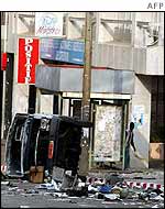 Overturned car near French Embassy