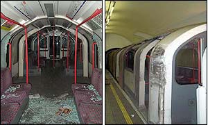 Interior and exterior of train