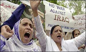 Demonstrators in Karachi 