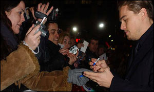 US actor Leonardo DiCaprio signs autographs outside the Empire cinema in Leicester Square, London