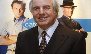 Real-life conman Frank Abagnale, on whose life the film Catch Me If You Can is based, enters the Empire cinema in Leicester Square, London