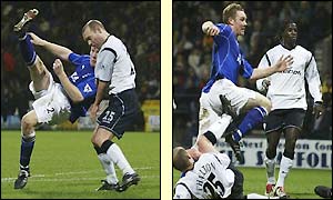 Steve Watson scores twice for Everton as they defeat Bolton 2-1