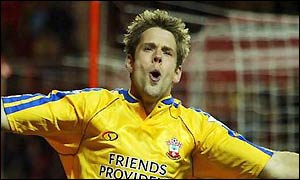 Southampton's James Beattie celebrates scoring the only goal of the game against Sunderland