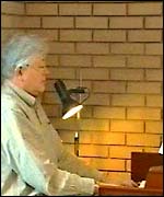 Mike German, playing church organ