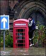 Phonebox in floods PA