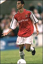 David Grondin in rare action for Arsenal