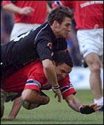 James Storey tackles Jeremy Staunton