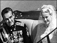 Prince Rainier and Princess Grace on their wedding day