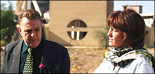 Iraqi official (left) and Jane Corbin (right)