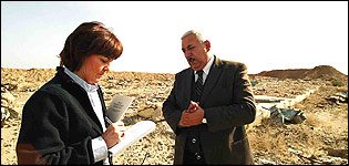 Jane Corbin with an Iraqi official at al-Hakem