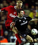 Liverpool's Sami Hyypia and Crystal Palace's Dougie Freedman