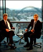 BBC Newsnight presenter Jeremy Paxman (left) and the prime minister