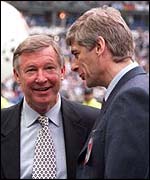 Sir Alex Ferguson (left) and Arsene Wenger before last season's Champions League final