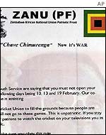 Letter sent to sports clubs