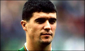 Roy Keane lines up for his first Ireland cap