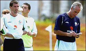 Roy Keane training with Ireland in the 2002 World Cup