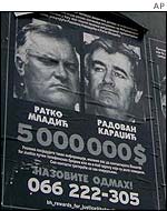 Wanted poster for Karadzic and Mladic