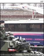 Soldiers patrol Heathrow
