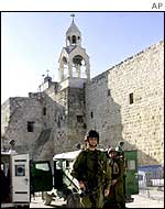 Israeli troops outside Church of the Nativity