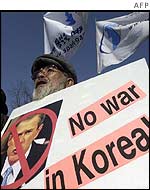 An anti-war demonstrator in South Korea