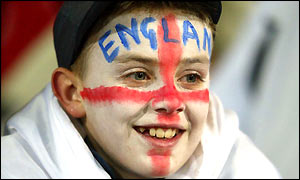 An England fan looks on