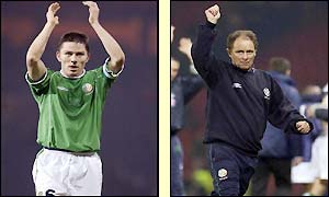 Holland and Kerr salute the Hampden Park crowd after their win