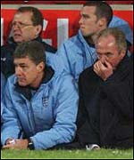 England coach Sven-Goran Eriksson (right) and assistant Brian Kidd look on at Upton Park