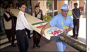 Cricket supporters with big bat