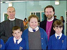 Canon Hawley (l) at the Centre 63 community centre in 2001 (pic courtesy of Knowseley Challenge)