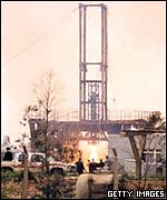 A photo from a CIA report in October 2002 shows the test-firing of an al-Samoud missile 