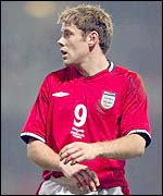 James Beattie on his international debut for England 