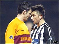 Steven Craig and Barry Nicholson show plenty of commitment at Fir Park