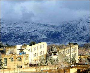 Quetta skyline showing the heavy snowfall in the mountains