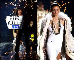 A catwalk protest against the use of fur by Peta