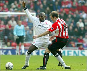 Leeds defender Danny Mills appeals to the referee during his side's 