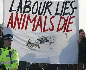 Protesters at Altcar in Lancashire