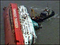 The Herald of Free Enterprise the day after the capsize