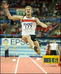 British long jumper Chris Tomlinson takes off