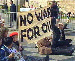 Protesters in Cardiff