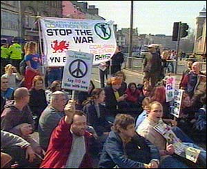 Street protest in Cardiff