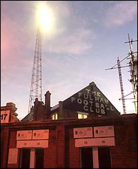 Fulham's Craven Cottage in the twilight