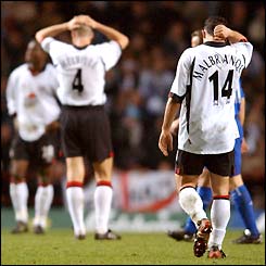 Fulham players are distraught after their FA Cup semi-final defeat
