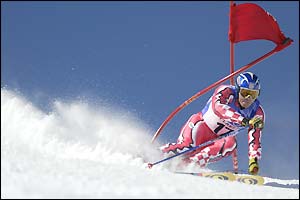 Janica Kostelic on the slopes at Salt Lake City