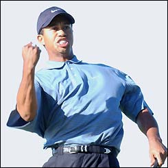 Tiger Woods celebrates at the US PGA Championship